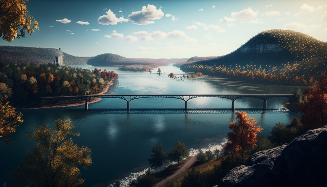 An Artists Rendering of A view of The Tennessee River